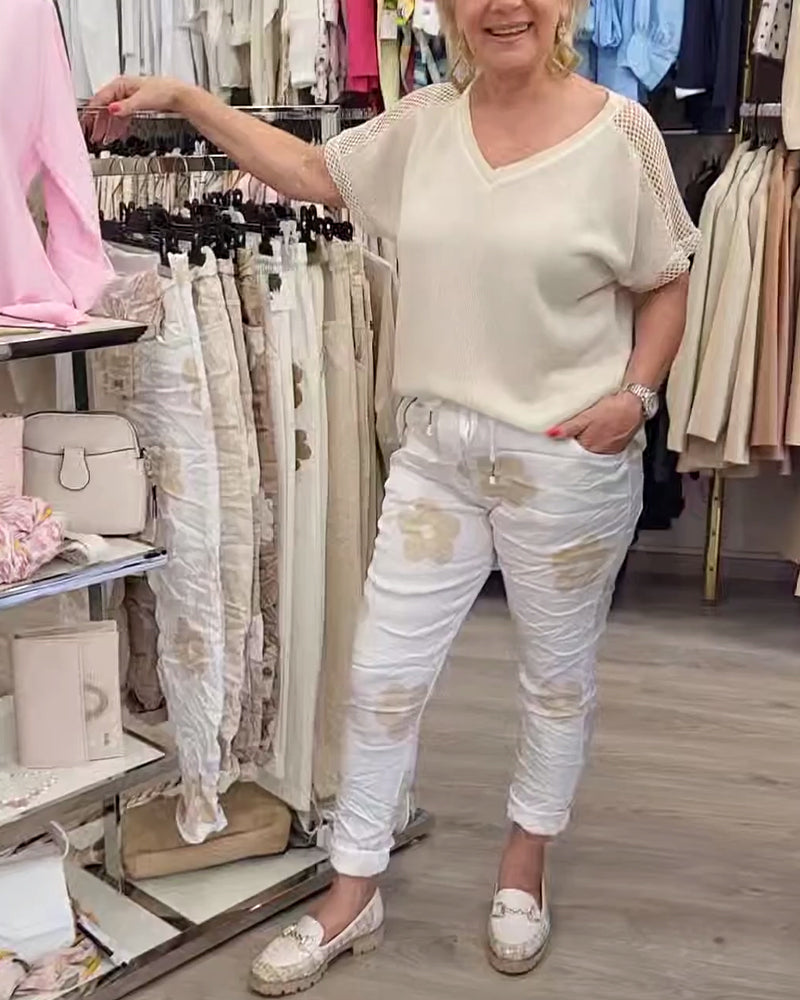 Hose lässig Print Kordelzug