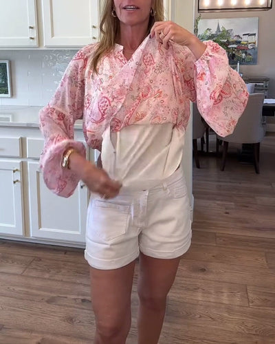 Bluse mit Ballonärmeln und Blumenmuster