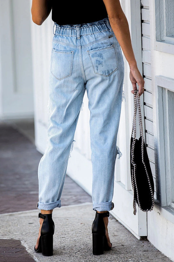 Heidi-Mode | Kristen Paperbag Taille Distressed Mom Jeans