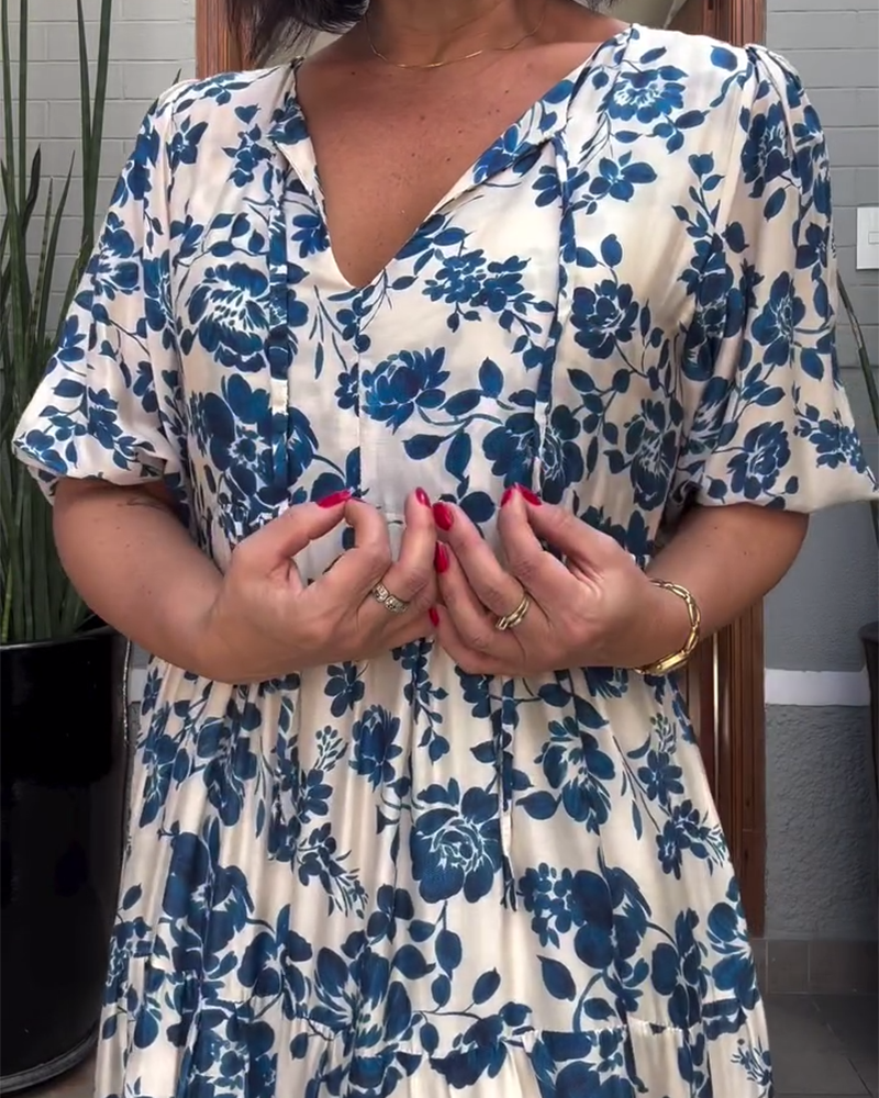 Kleid Kurzarm Blumenmuster