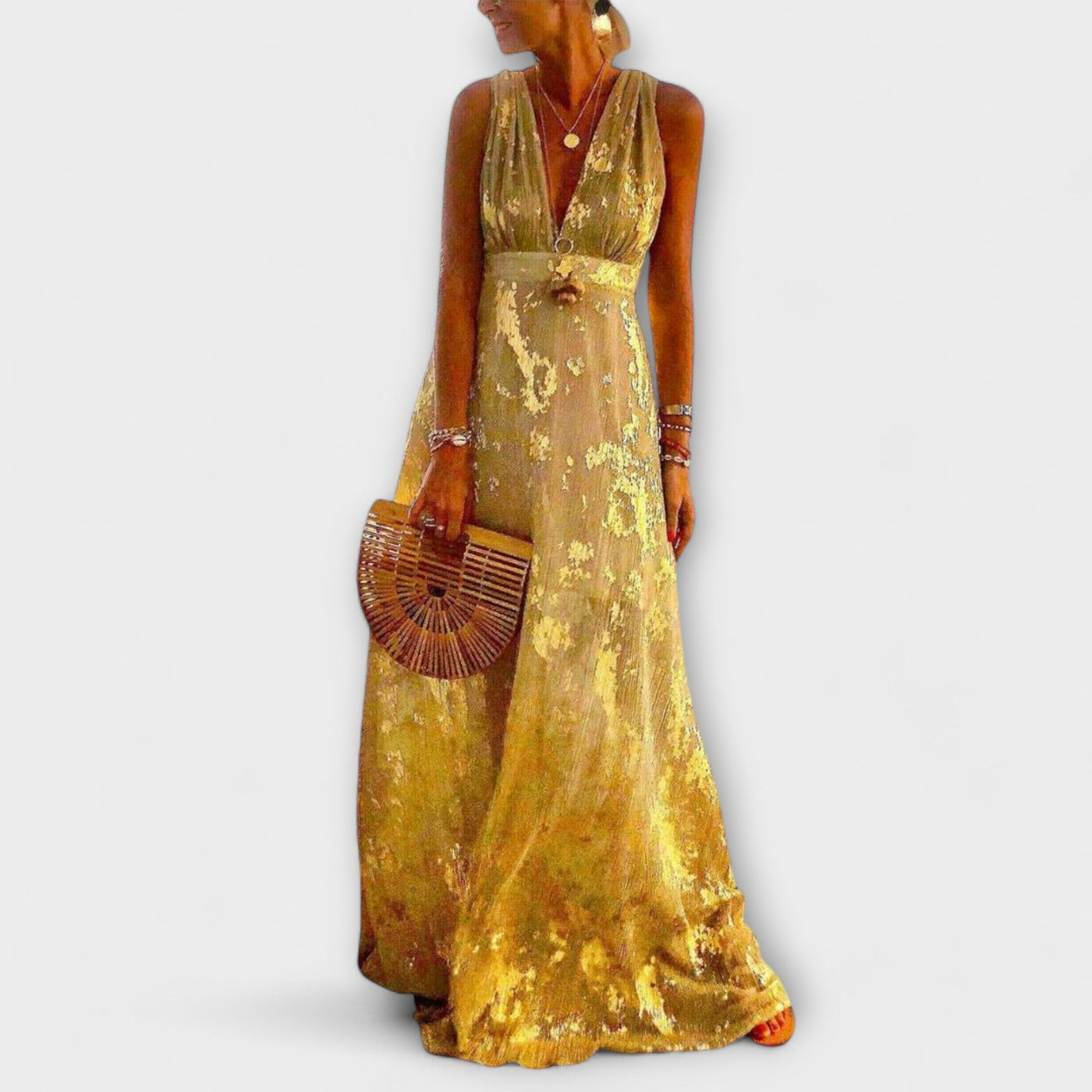 Almera – Leichtes Maxikleid mit goldenen Reflexen