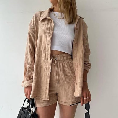 AGATHE - WEITES SHIRT UND SHORTS SET