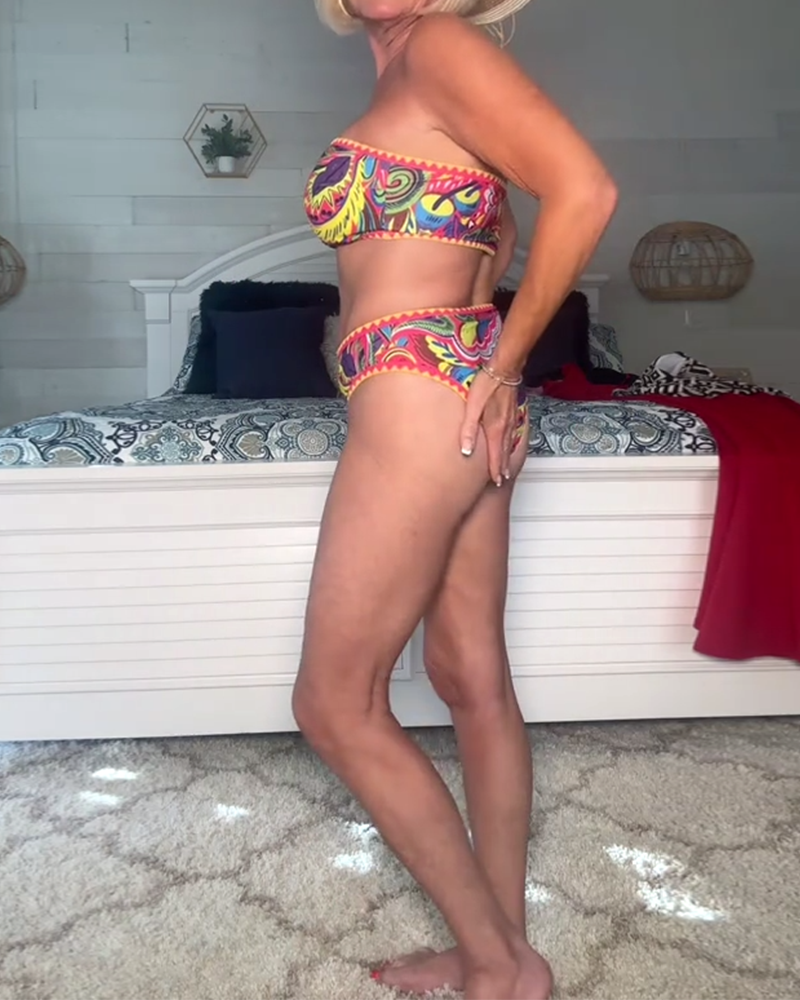 Badeanzug Sexy Tube Top Bedruckt Zweiteilig