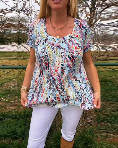 T-Shirt U-Ausschnitt Kurzarm Bedruckt