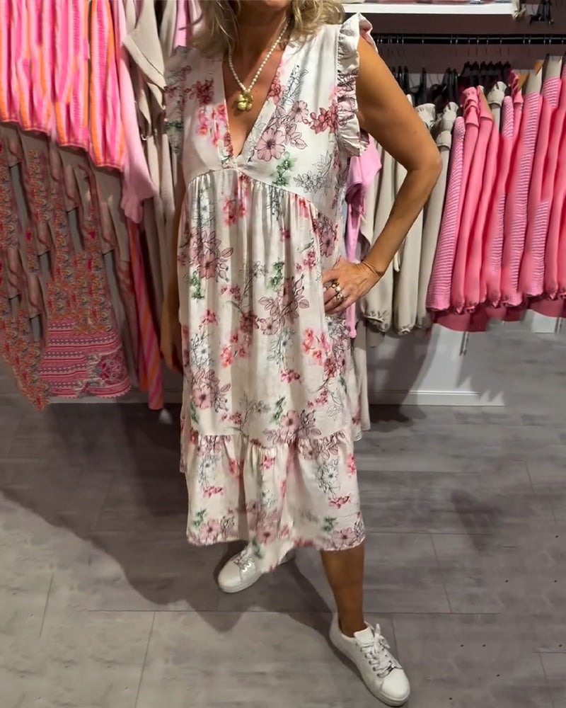 Kleid Gedruckt Modisch Lotus Ärmel