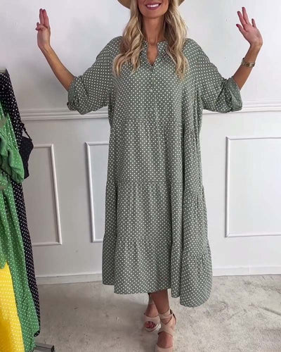 Kleid Halbarm Gepunktet Lockerer Schnitt