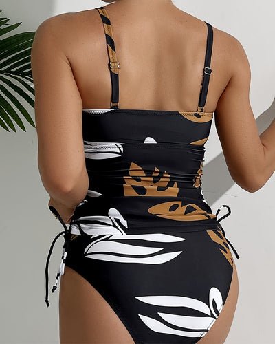 Tankini Retro Print Sexy Schnürung
