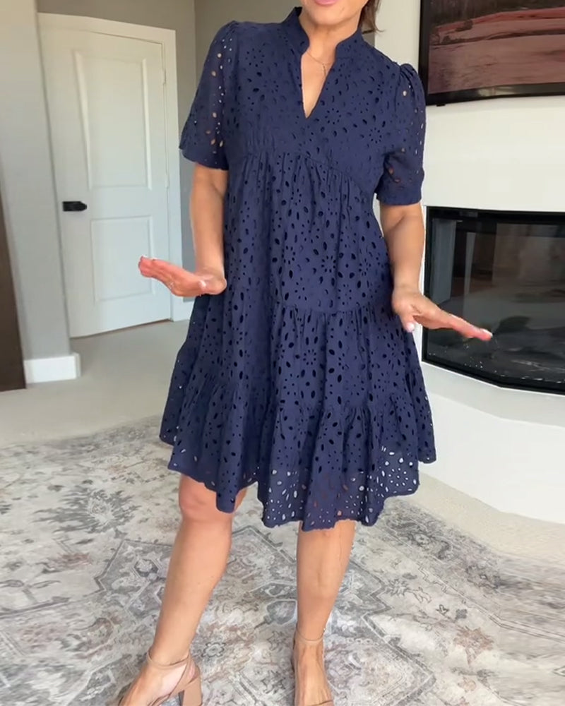 Kleid Stehkragen Ausschnitt A-Linie