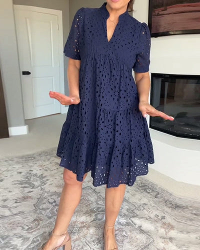 Kleid Stehkragen Ausschnitt A-Linie