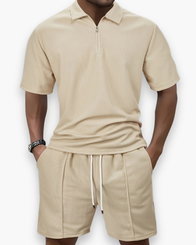 Herren Freizeit Set mit Zipper Polo | Leichtes Sommer Outfit
