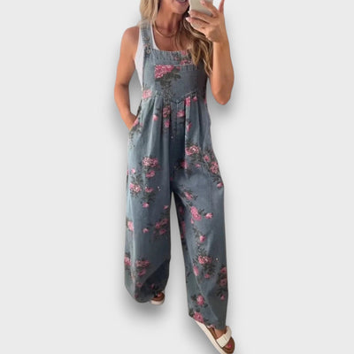 Tivola – Weit geschnittener Blumen-Denim-Overall