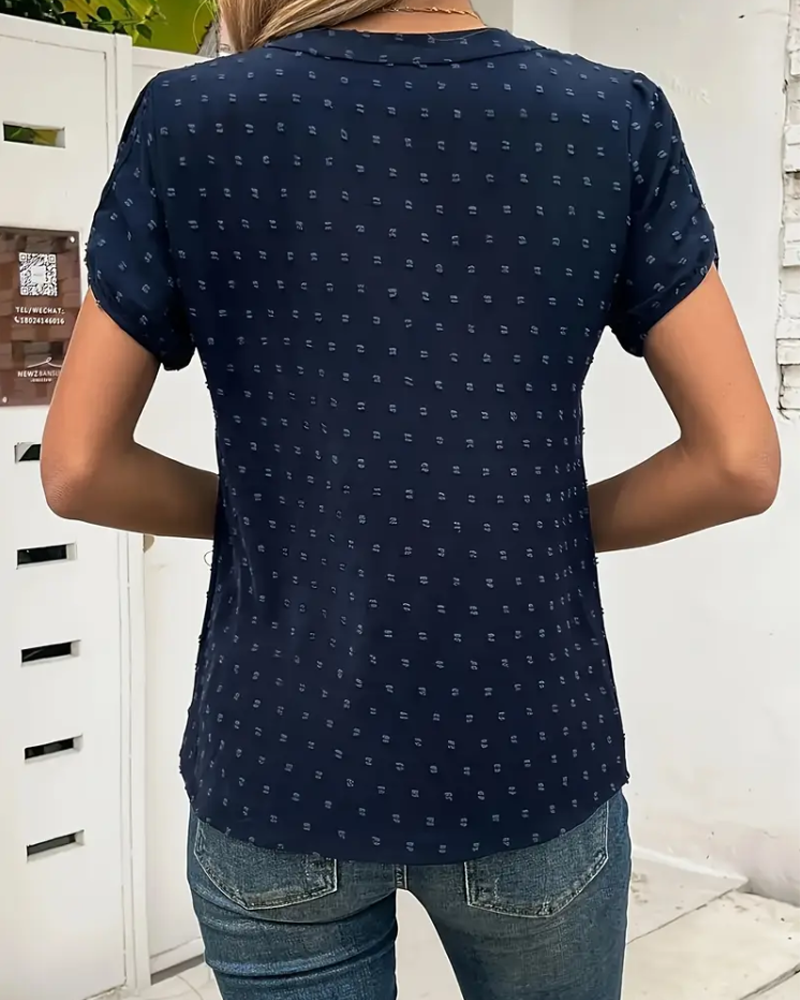 Bluse V-Ausschnitt einfarbig lässig kurzärmelig