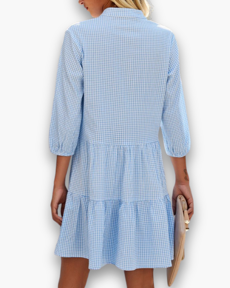 Damen Fließendes Kariertes Kleid | Midi