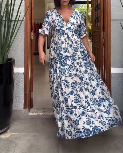 Kleid Kurzarm Blumenmuster