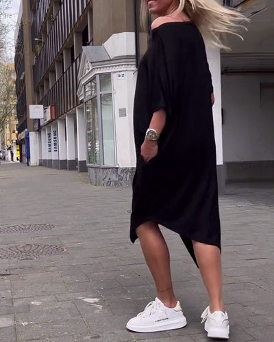 Kleid Unregelmäßig Buchstabendruck Locker