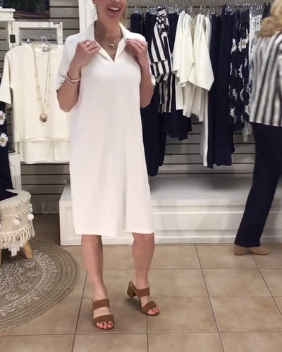 Kleid Kragen Einfarbig Sportlich Polo