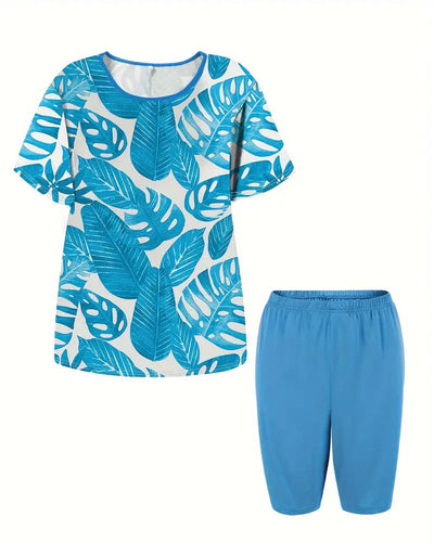 Tankini Rundhals Kurzarm Bedruckt