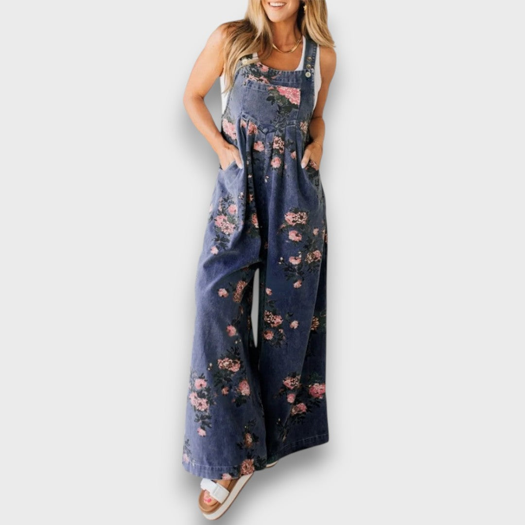 Tivola – Weit geschnittener Blumen-Denim-Overall