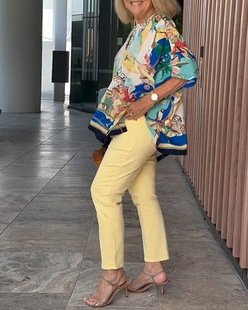 Bluse Fledermausärmel Druck