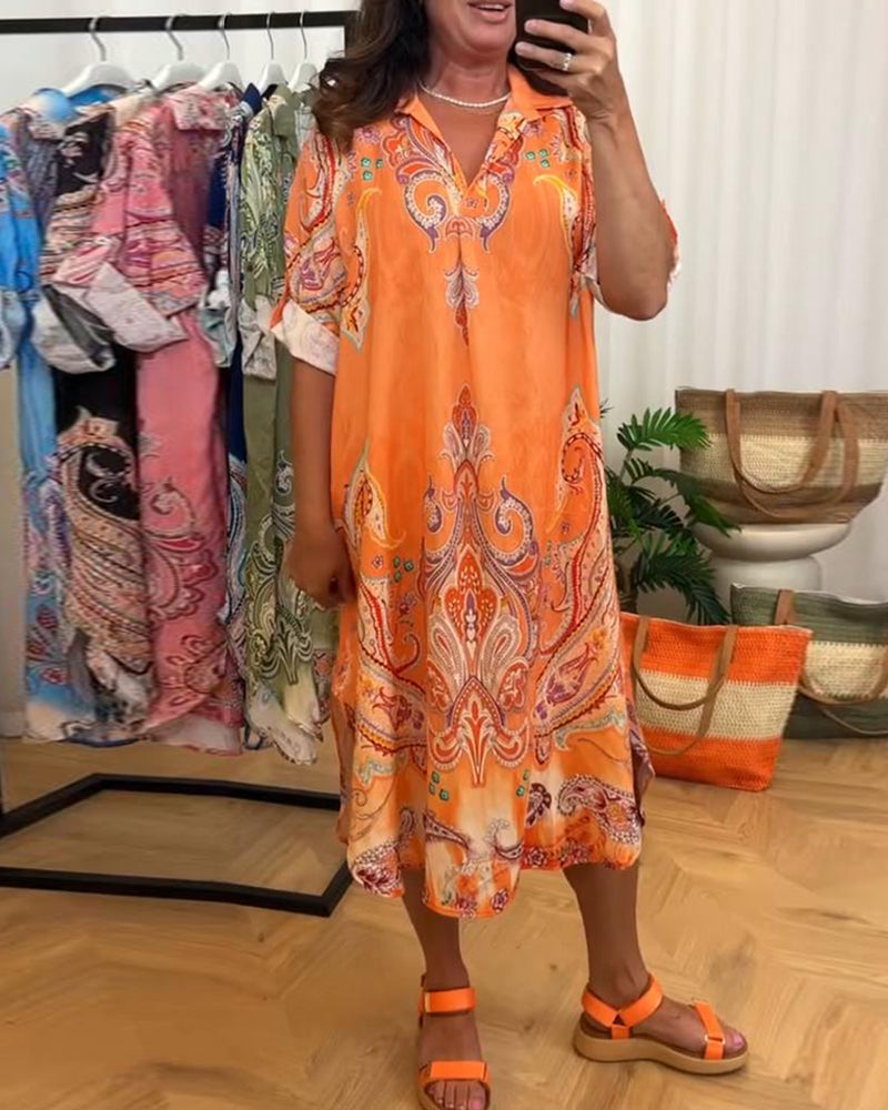 Kleid Retro Revers Druck