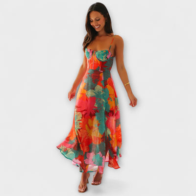 Audrey - Damenkleid mit floralem Design und Trägern - Elegant und Verführerisch