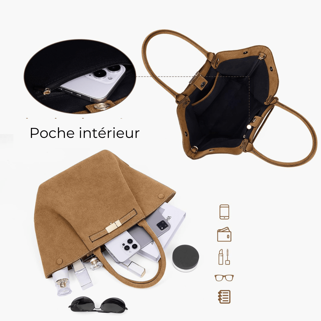 Strandtasche Damen Vegan Suede – Große Tote Bag Sommer Braun