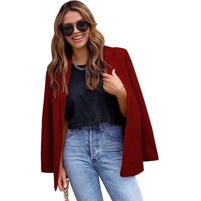 Heidi-Mode | Langer Damenblazer mit Klappentaschen und Tailliertem Schnitt