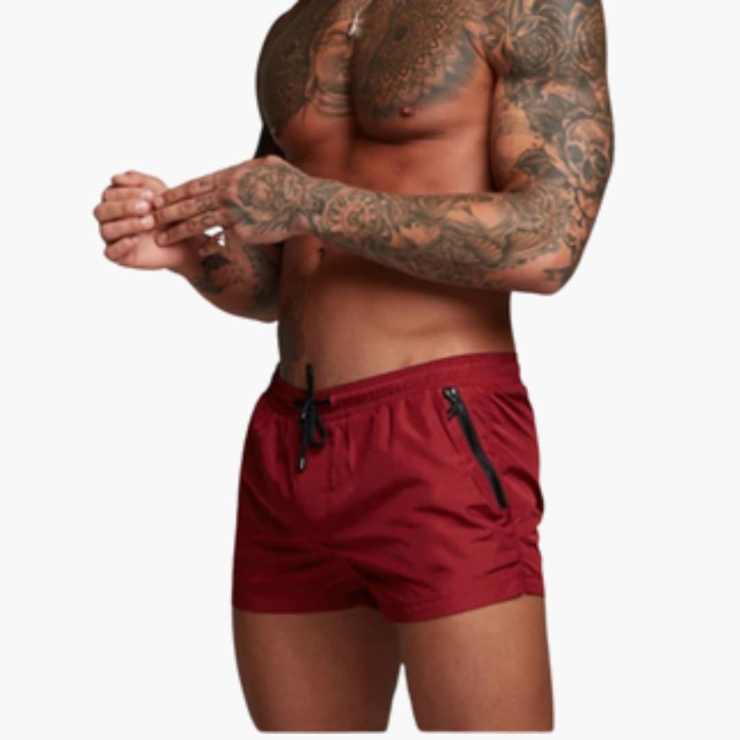 Herren Badeshorts mit Kordelzug und Seitentaschen mit Reißverschluss