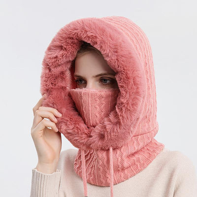 Winterpelzmütze mit Maske für Frauen