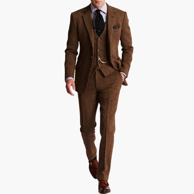 Herren dreiteiliger Anzug mit Weste für Herbst und Winter