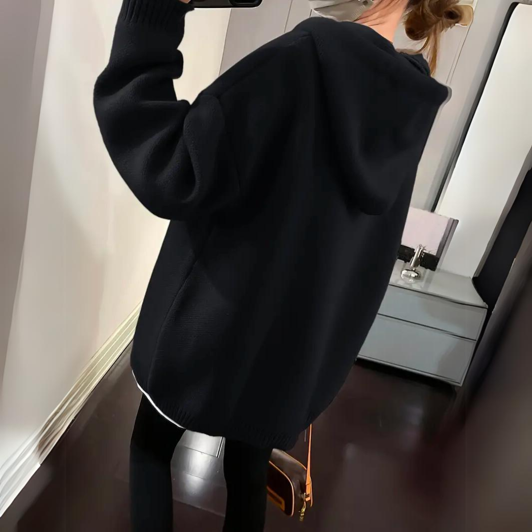 Damen Übergröße Smiley-Gesicht Kapuzenpullovere | Strick