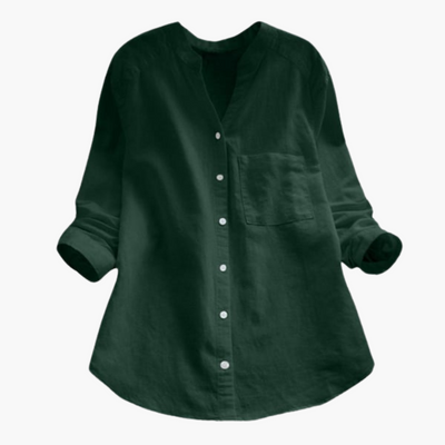 Lockere Hemdbluse für Damen - Langarm, Stehkragen & Casual