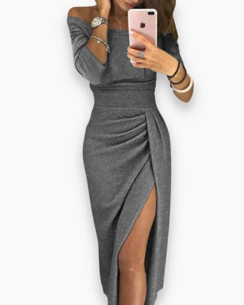 Damen Elegantes Glitzer Kleid | Maxi Abendkleid