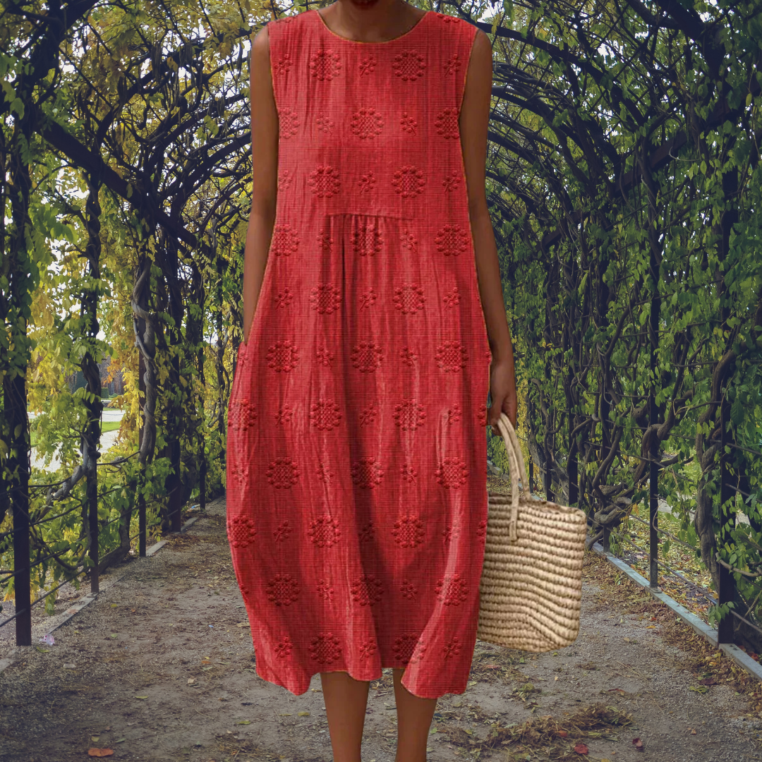 Aikaterini | Elegantes ärmelloses Baumwollkleid mit praktischen Taschen