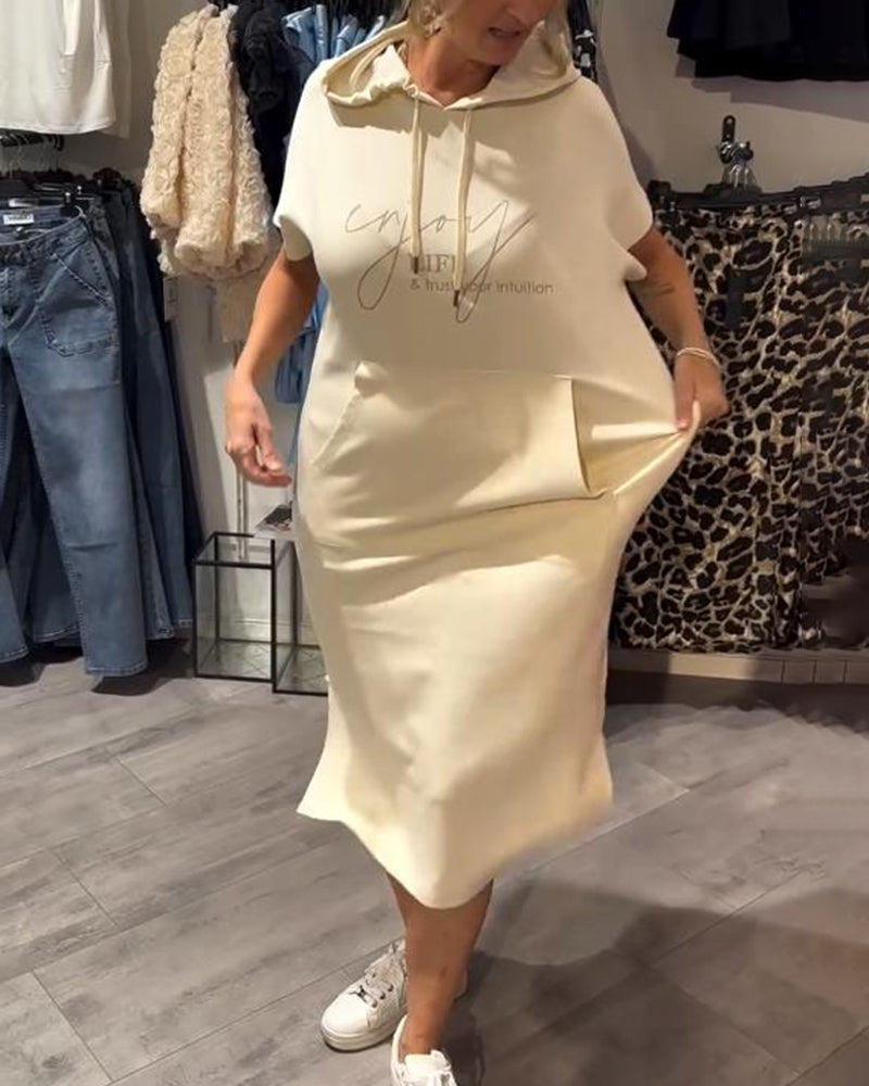 Kleid Mit Kapuze Casual Kordelzug