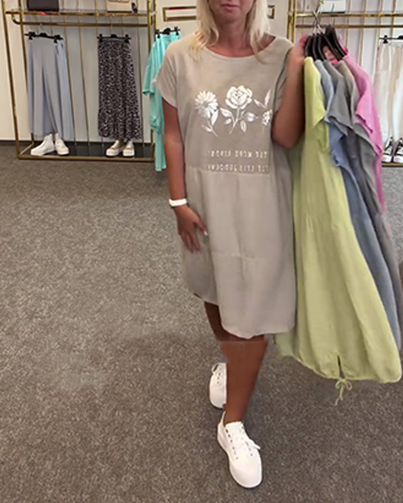 Kleid Casual Kurzärmlig Buchstabendruck