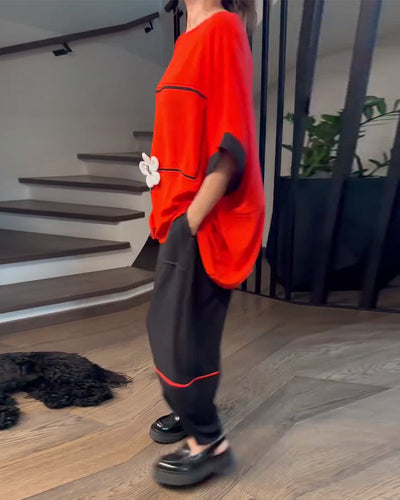 Set Mit Weiten Bloomers Casual Color-Blockin