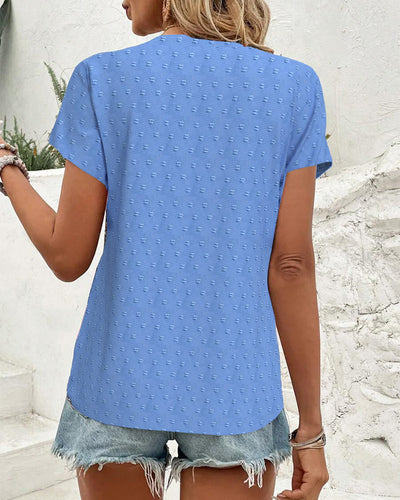 Bluse 3D Blumen Stickerei Kurzarm