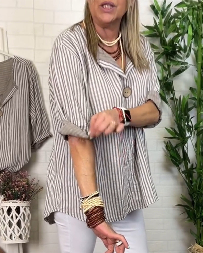 Bluse Ellenbogen Ärmel gestreift