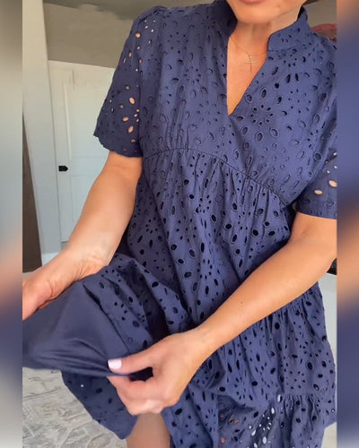 Kleid Stehkragen Ausschnitt A-Linie