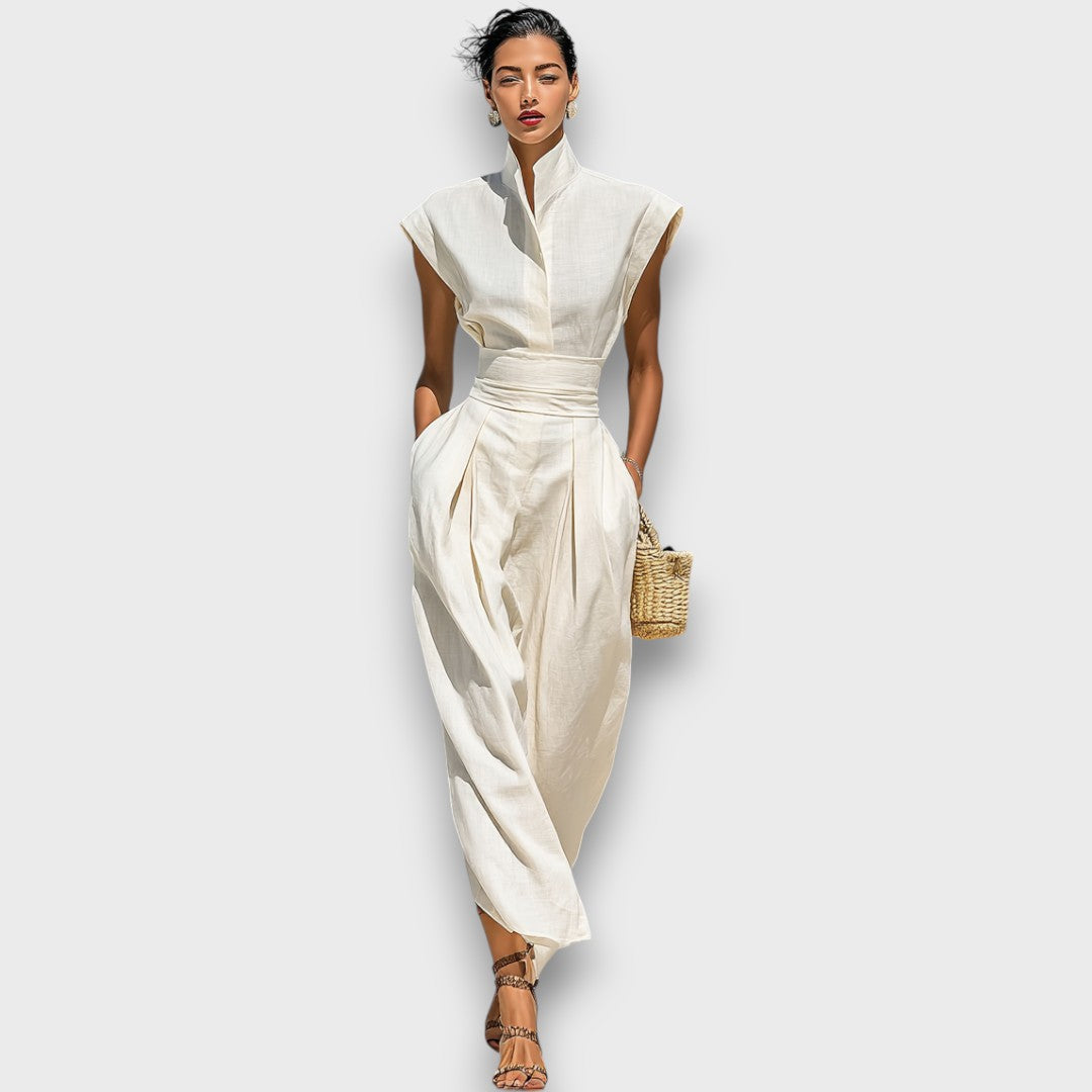 Liorna – Maxikleid aus reiner Baumwolle mit Kragen