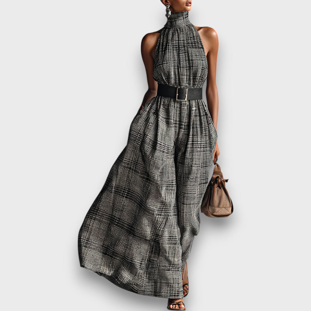 Marvella – Ärmelloses Maxikleid mit Karomuster