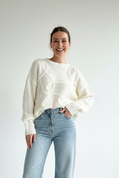 Sienna | Übergroßer Strickpullover Damen Rundhalsausschnitt