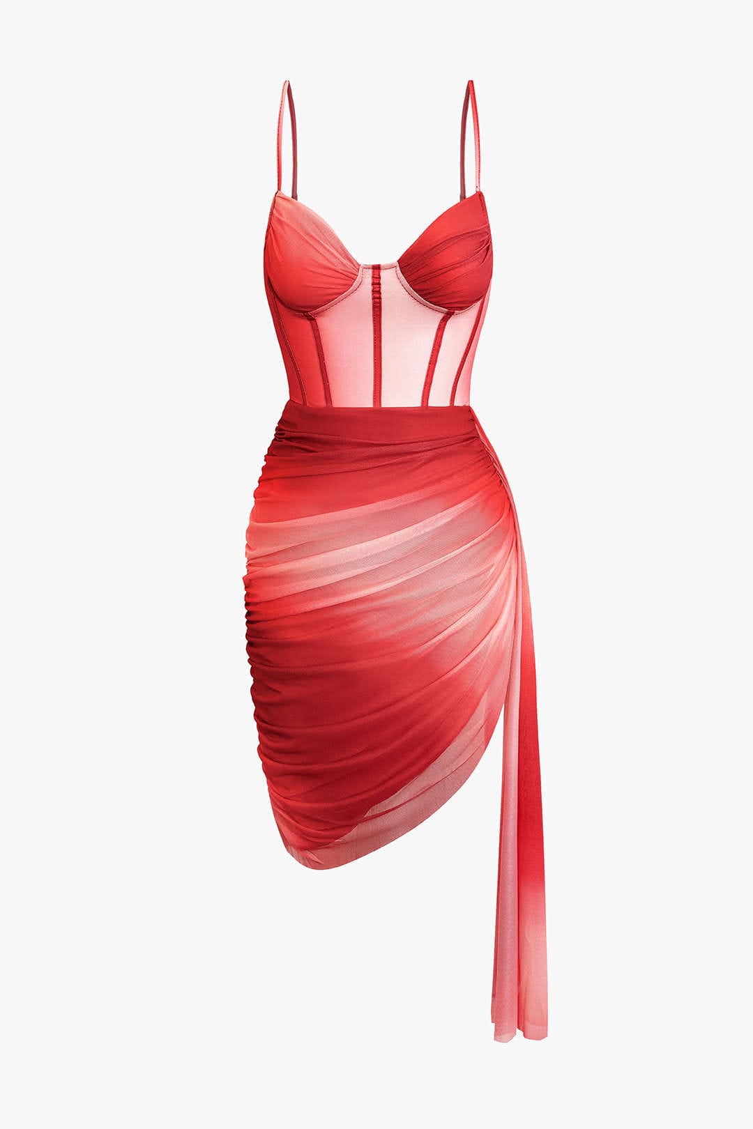 Scarlett | Verführerisches Corsagen-Kleid mit Mesh & Drapierter Asymmetrischer Rockpartie