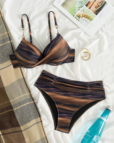 Bikini Retro Farbverlauf Gefaltet Sexy
