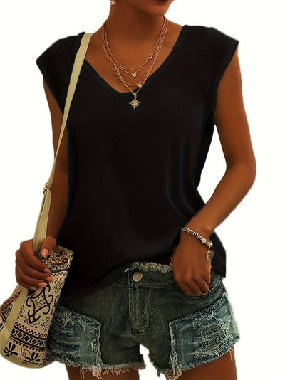 Ärmelloses V-Ausschnitt Sommerhemd für Damen