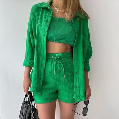 AGATHE - WEITES SHIRT UND SHORTS SET