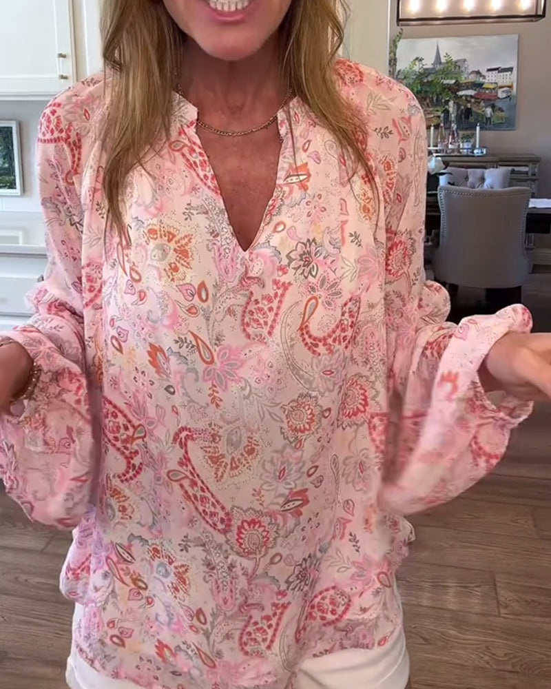 Bluse mit Ballonärmeln und Blumenmuster