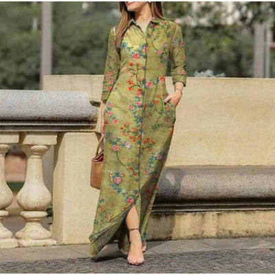 Langes Geblümtes Kleid für Damen