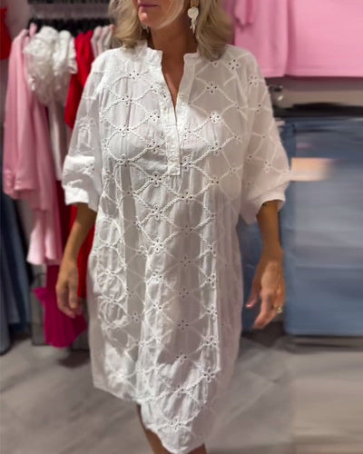 Kleid Langarm Ausgeschnitten Blume Weit